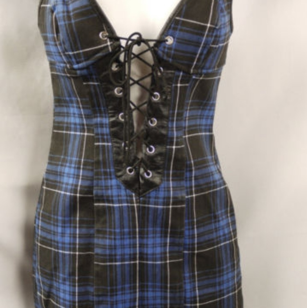 Lip service blue tartan vintage mini dress